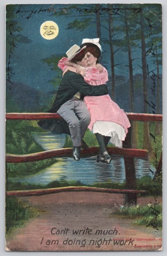 Moonlit kissing couple