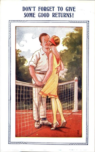 Bamforth tennis comic - tennis,