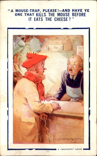 Bamforth comic mouse - , trap