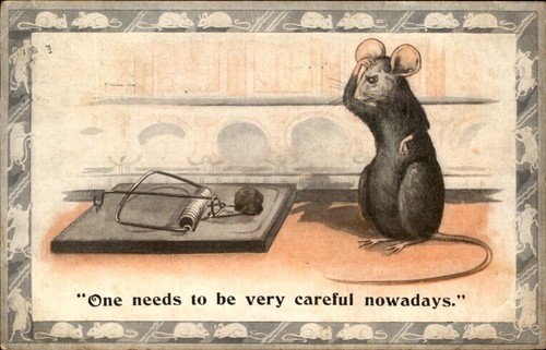 Mouse with mousetrap humor - mouse,